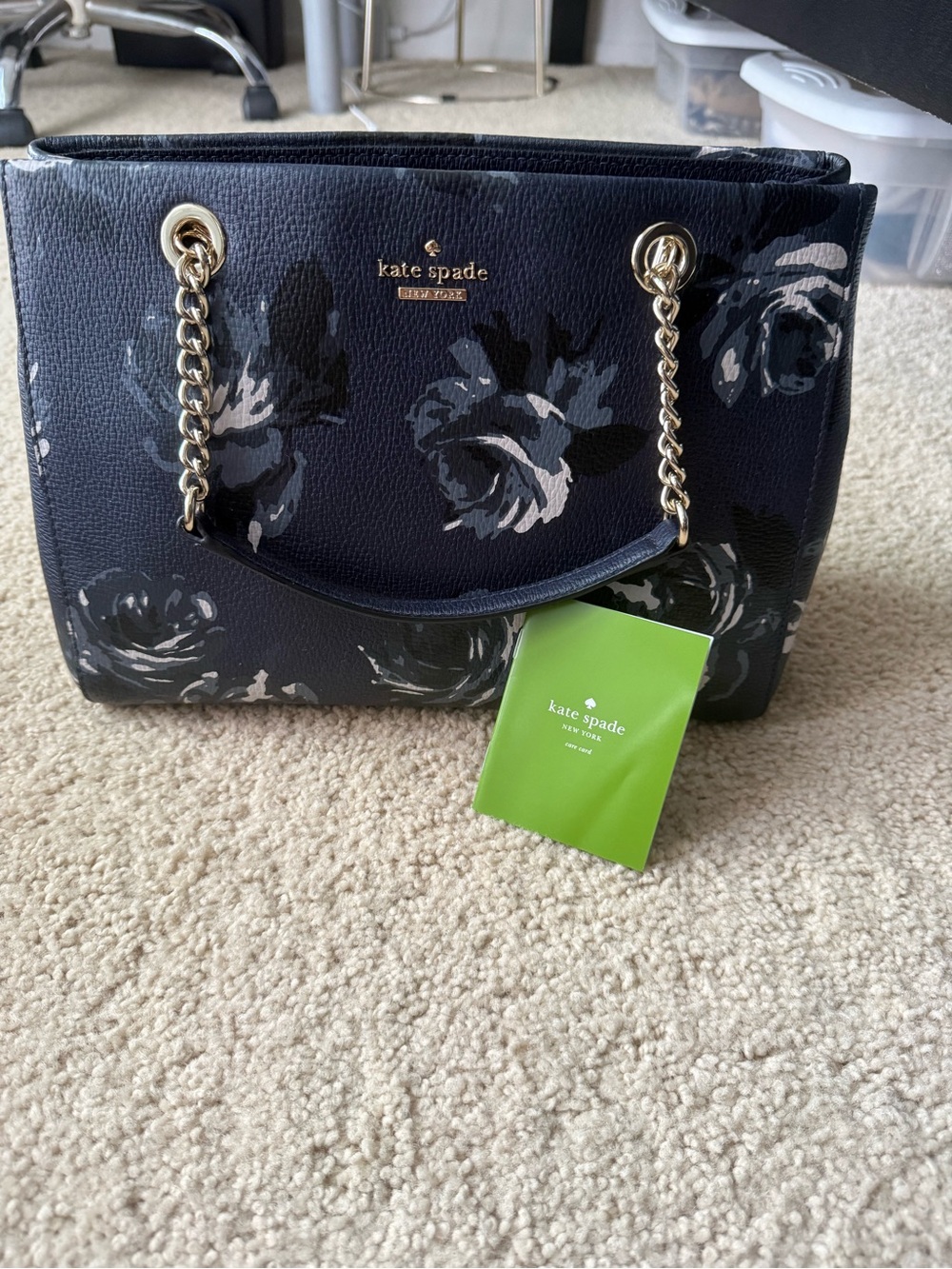 NWT Kate Spade Briar Lane Night Rose Meena Satchel Navy Floral WKRU5576